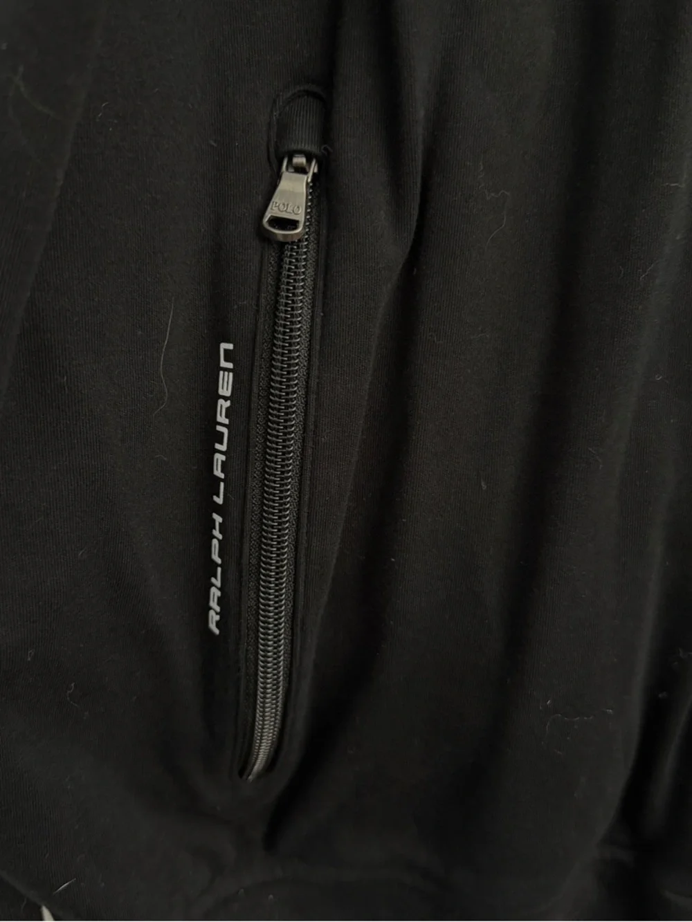 Polo Ralph Lauren Big & Tall Black White Striped Interlock Track Jacket Hoodie